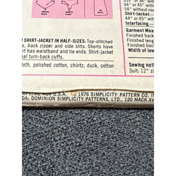 Vintage 1976 Simplicity 7498 Sewing Pattern 18 1/2 Bust 41" Half-Size Dress Pant - Picture 4 of 5